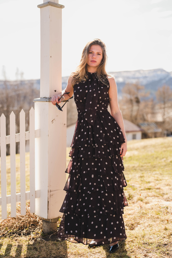 Marli Big Dot Dress Brown - Vakre Vene