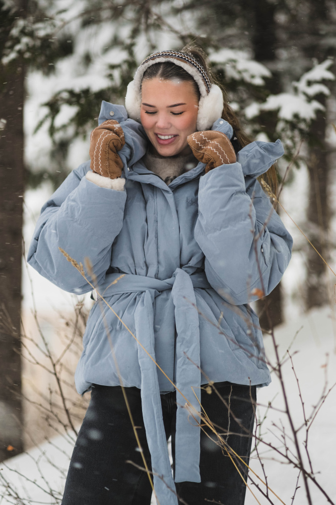 Steilia Brushed Down Jacket Light Blue - Vakre Vene