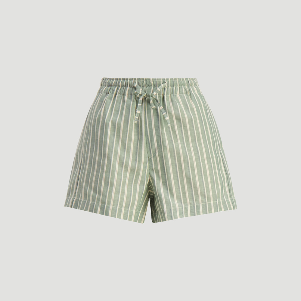 Musan Stripe Shorts Dark Green Mix - Vakre Vene